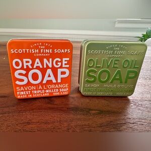 2 Scottish Fine Soaps Company Olive Oil & Orange Luxury Soap Bars In Tins NEW